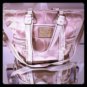 Coach Poppy Satin Beige Crossbody Purse